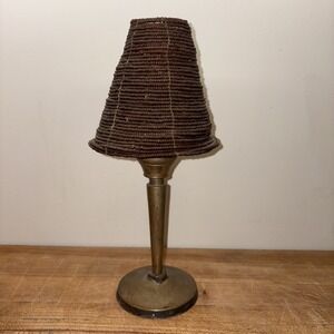 Pottery Barn Brushed Brass Tealight Candle Holder w/ Lamp Shade